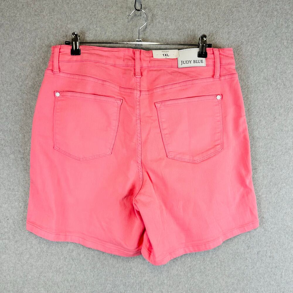 New Judy Blue Womans Sz 1XL Jean Denim Short High Rise Pink Stretch Pockets NWT - Picture 6 of 10